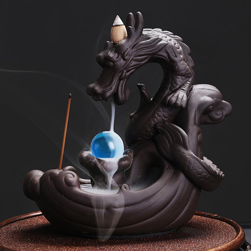 Big Size Backflow Incense Burner Dragon Ceramics incense holderfor Home Decor Ornaments In Safe Packing Dropshipping sandalwood