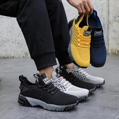 Summer New Men's Mesh Running Shoes Breathable Trendy Korean Version Lace Up Shoes Track Field Training Shock Absorbing Shoes