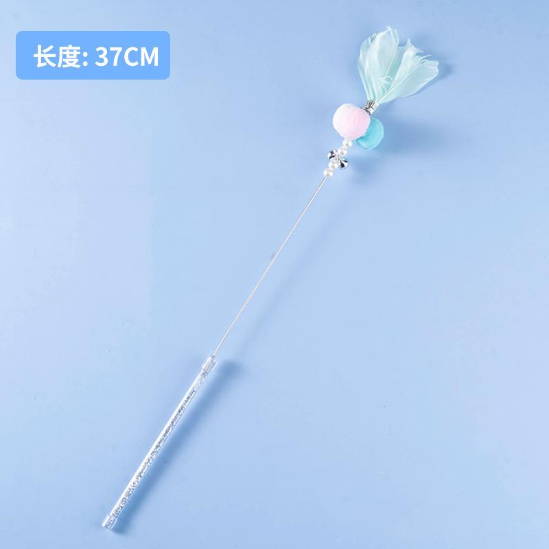 Tassel cat teaser wand, cat toy with feathers and bells, fairy cat teaser for boredom relief, interactive pet cat toy supplies