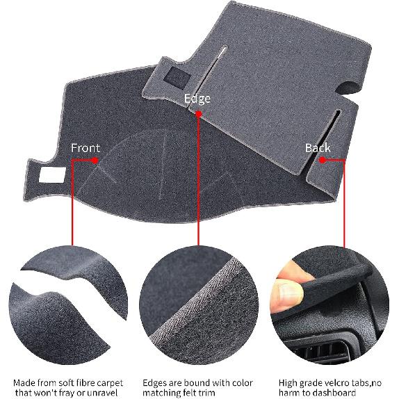 Gray Polyester Dashboard Cover - Fit For 2007-2014 Chevy Tahoe, Avalanche, Suburban, Silverado 1500 2500 3500 LTZ, GMC Sierra SLT Denali, Yukon XL