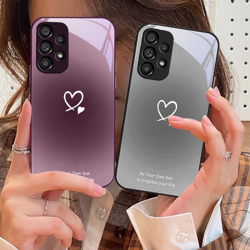 Gradient heart shape For Samsung S25 S25 Edge S25Ultra S8 9 S10 20 U ltra S21 Pro S22 Plus S23 FE S24 Ultra Glass Phone Case