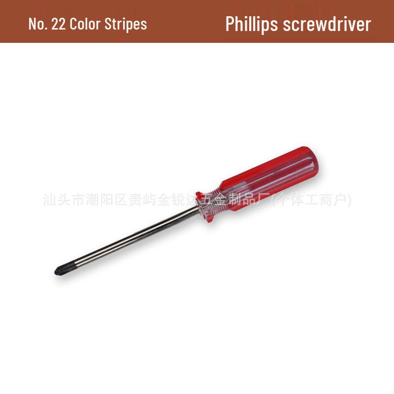 Crystal Color No. 22 Transparent Handle 6-in-1 Magnetic Screwdriver, 4" Black Head, Phillips & Flathead