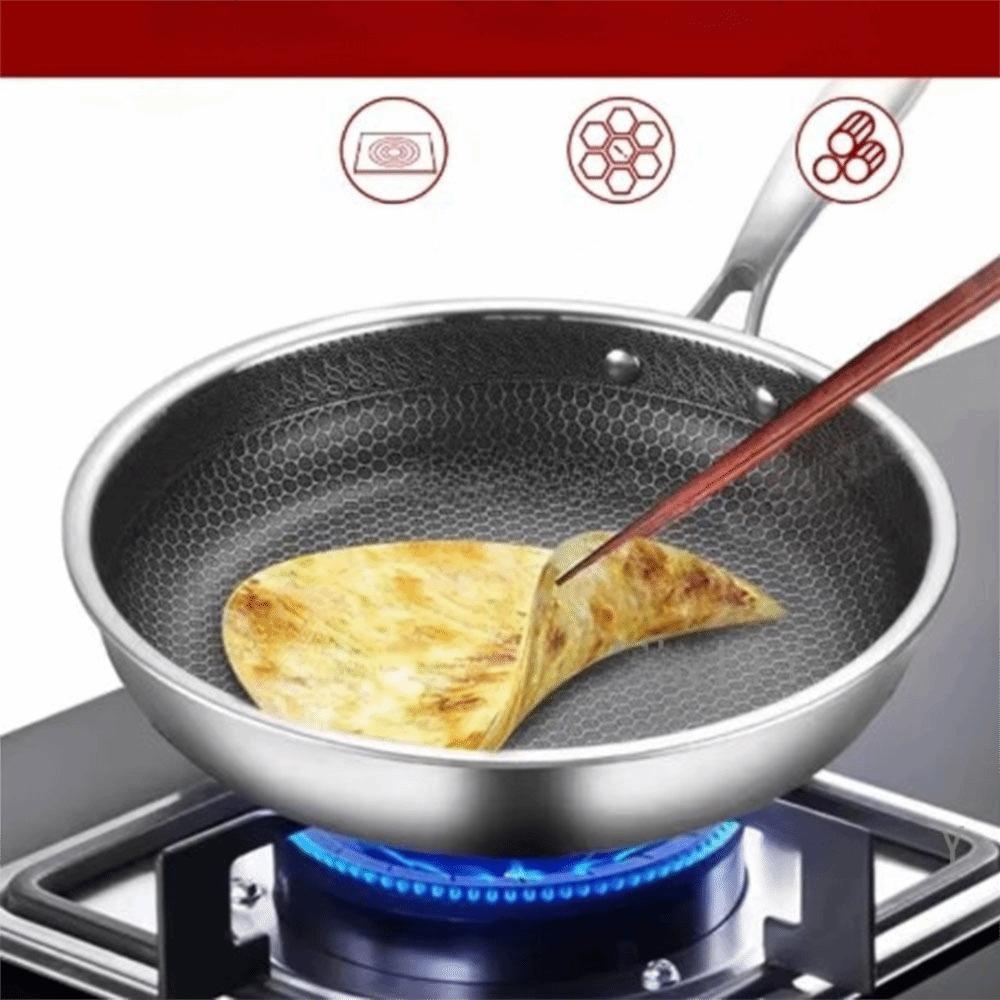 26/28/30cm Edelstahl Bratpfanne Unbeschichtete Oberfläche Antihaft Wok Küchenbedarf