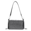 Large Capacity Small Square Bag Zipper Chain Shoulder Bag Personality Rhinestone Handbag  Party