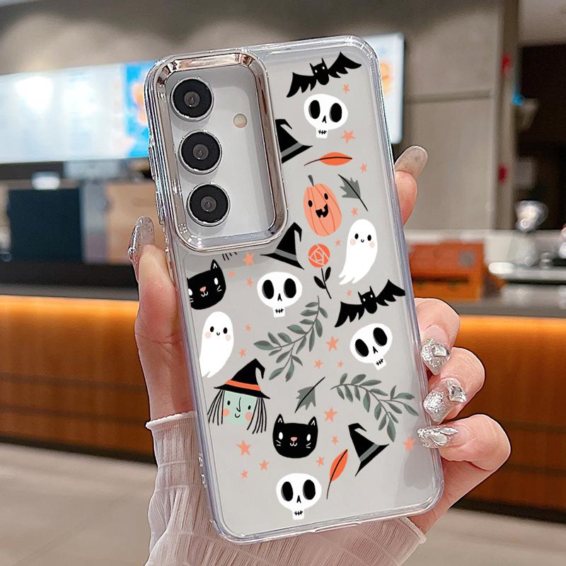Halloween Ghost Pumpkin Case For Samsung Galaxy S26 S25 Ultra S24 S23 S22 Plus S21 A16 A17 A26 A36 A37 A54 A55 A56 A57 5G Clear Soft Cover
