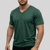 Men V Neck Short Sleeve T Shirt Slim Fit Solid Color Casual Basic Top