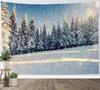 Winter Tapestry Forest Snowy Pine Tree Tapestry Sunrise Nature Scenery Tapestry Wall Hanging Decor for Bedroom Living Room Dorm