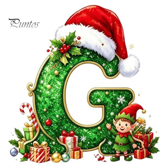 Santa Hat Letter Tree Pendant 26 Alphabet Christmas Ornament, Personalized Letters Acrylic Hanging Decoration with Festive Elf Pattern Initial