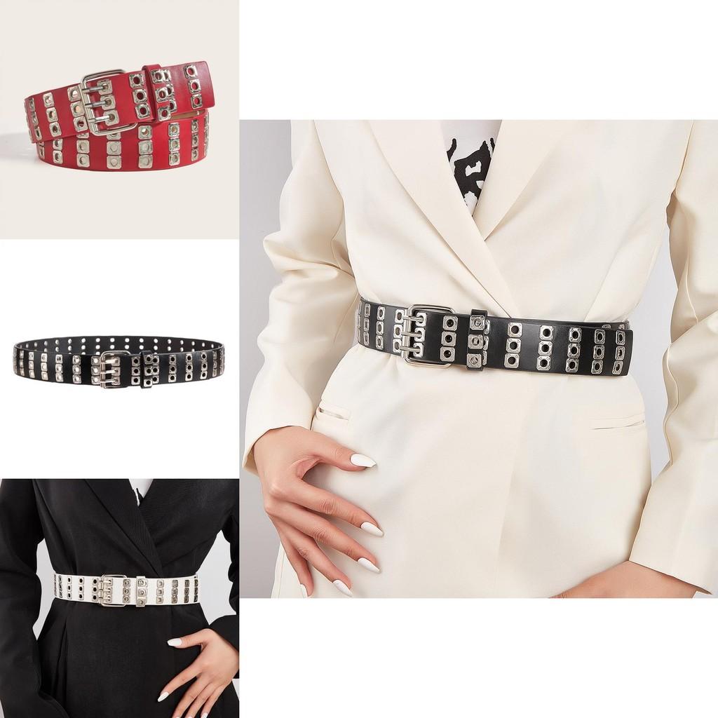 Style Double Row Metal Belt For Denim Pants With Round Loop Design For Fashion Enthusiasts
