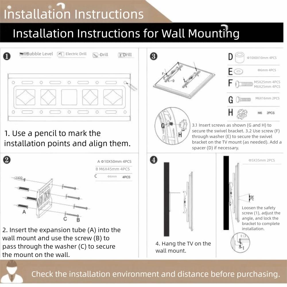 Uchwyt ścienny do telewizora z regulacją kąta nachylenia 32-65 cali Stojak Rama Nowy Wieszak do telewizora Uniwersalny