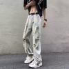 JYL Men's Ripped Jeans Summer Thin High-Street Vibe Loose Straight Denim Pants
