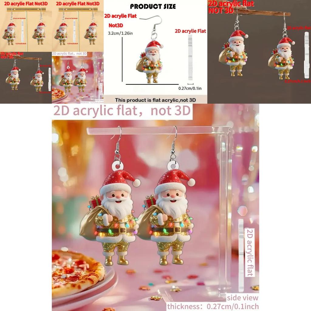 Weihnachts-Weihnachtsmann-Acrylschmuck mit Cartoon-Muster für Männer und Frauen