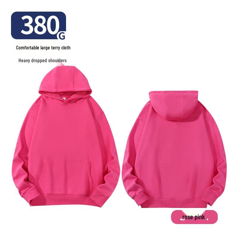 Unisex Heavy-Duty 380g Hoodie, Drop-Shoulder, Loose Fit, Solid Color Cotton, Ideal for Autumn/Winter Sports, Available In Stock. 