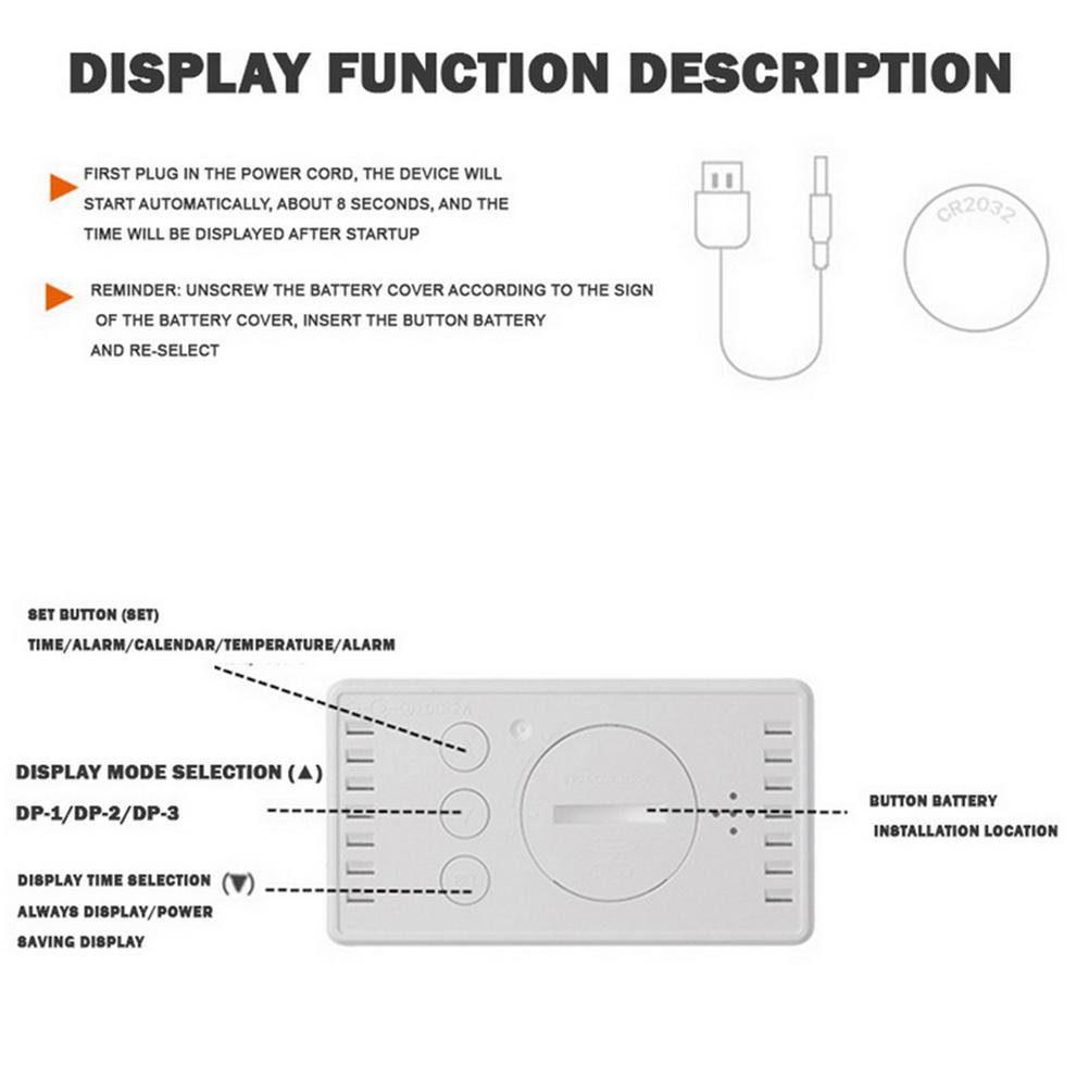 LED Mirror Alarm Clock Digital Alarm Clock Multifunctional Mini Electronic Alarm Clock for Bedroom Living Room Office