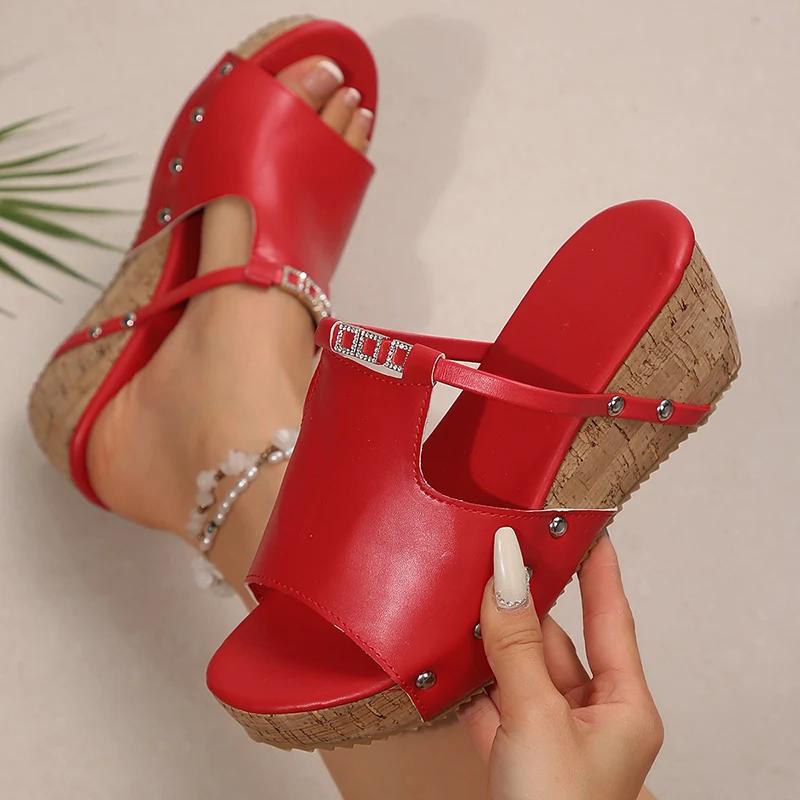 Fashion Retro Wedge Heel Sandals for Women Summer 2025 Comfort Thick Bottom Beach Slippers Women Punk Chunky Platform Sandalias Mujer