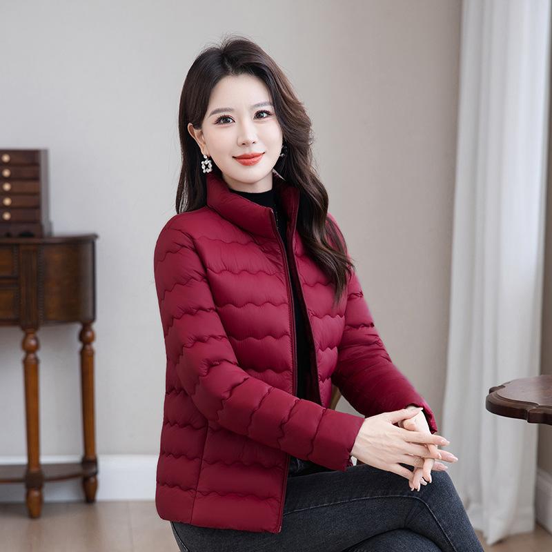 Mother's Clothing Winter New Women's Large Size Slim Cotton Jacket Versatile Cotton Coat Jacket Simple Warm Stand-up Collar Cotton Coat