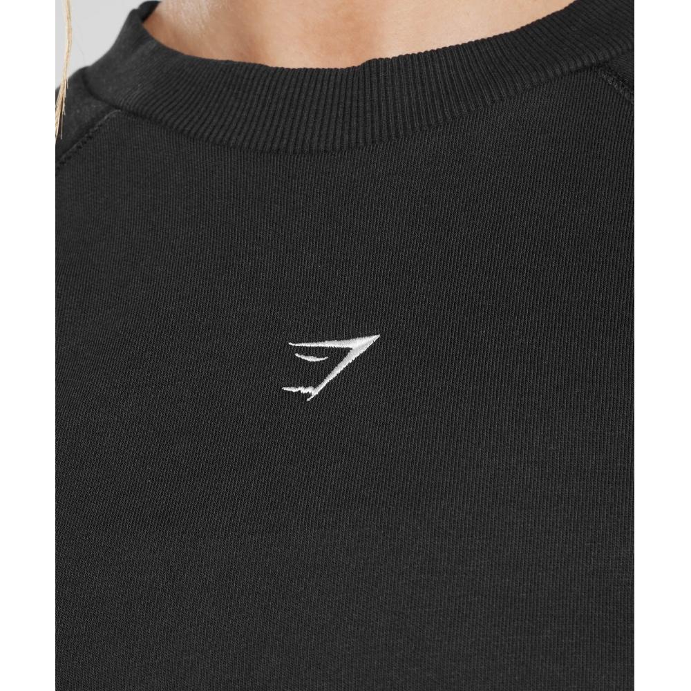 Gymshark Training Cropped Sweater Black B3a7v Bbbb