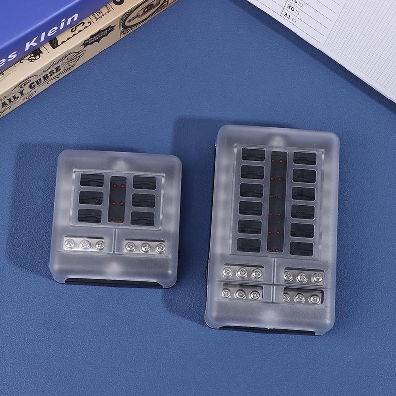 6/12 Way Blade Fuse 12-24V Car Boat Fuse Box Holder With Plastic Cover For Power Panel Board Camper Fuse1/2Pcs