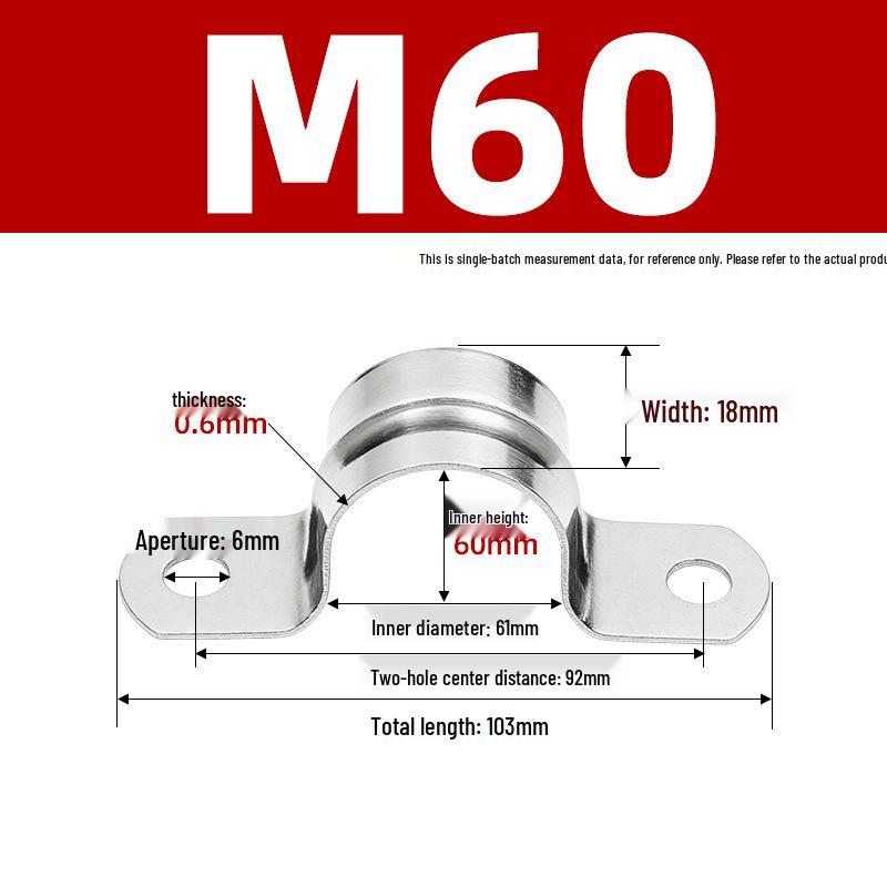 304 Stainless Steel Thickened U-Shaped Pipe Buckle Clamp for Hose and Water Pipes