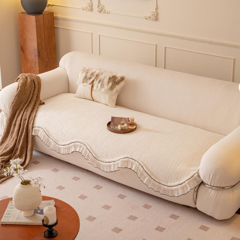 

French Skirt Special-Shaped Sofa Cushion New Four-Season Universal High-End Straight Sofa Seat Cushion Non-Slip Cover 90*90cm