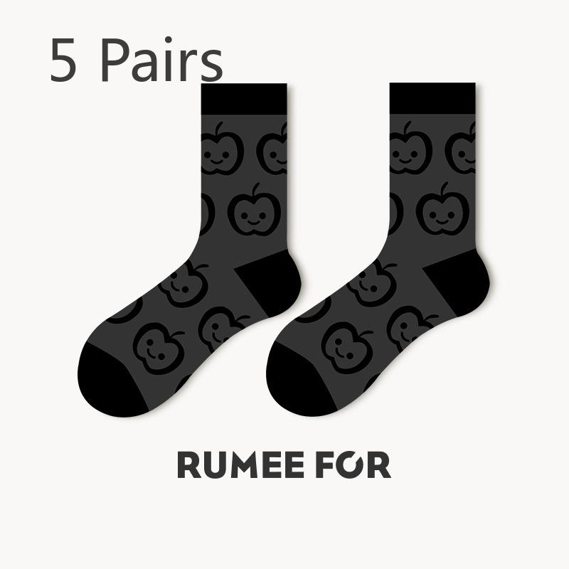 

5 Pairs of Thickened Postpartum Warm Mid Calf Socks with Autumn and Winter Fur Loops for Women 5 Pairs