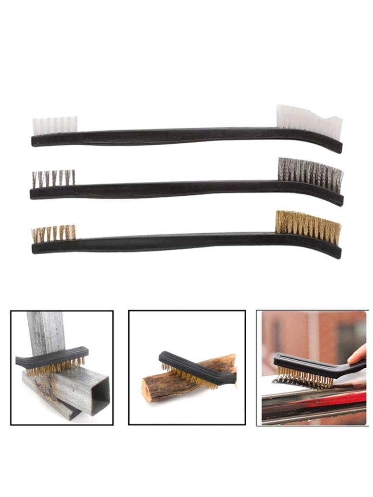 9Pcs Wire Brush Set, Metal Rust Remover Brushes Handy Steel/Nylon/Brass Brush Set for Cleaning Welding Slag and Rust