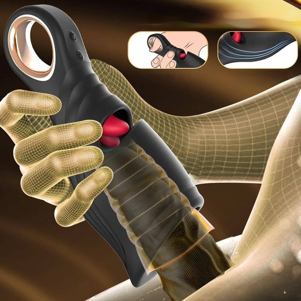 Male Glan Massager Penis Trainer Tongue Licking Vibrator Delay Stamina Trainer Oral Climax Masturbation Sex Toys for Men