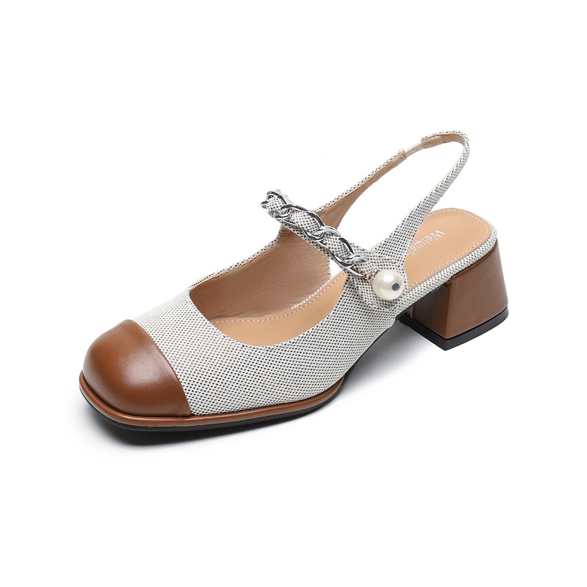 

Женские туфли на высоком толстом каблуке с квадратным носком, сумка в тон, сандалии с открытым носком для женщин, лето 42 коричневый