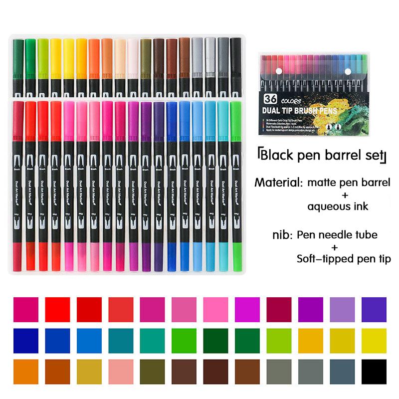 12-120 Colors Felt Tip Drawing Watercolor Art Markers Pen Dual Brush Fineliner Colouring Pen Set for Calligraphy Painting