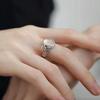 Imitation White Chalcedony Retro Ring Female Thai Silver Versatile Personality Literary and Artistic Fan