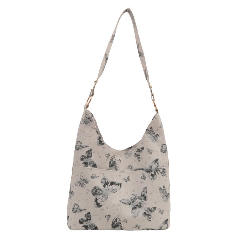 

Canvas Butterfly Shoulder Bag: Large Capacity Student Vest Handbag for Commuting One Size чорний