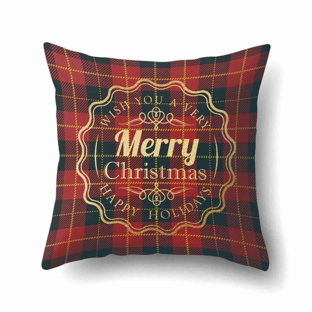 Background Plaid Christmas Polyester Pillowcase Office Pillowcase