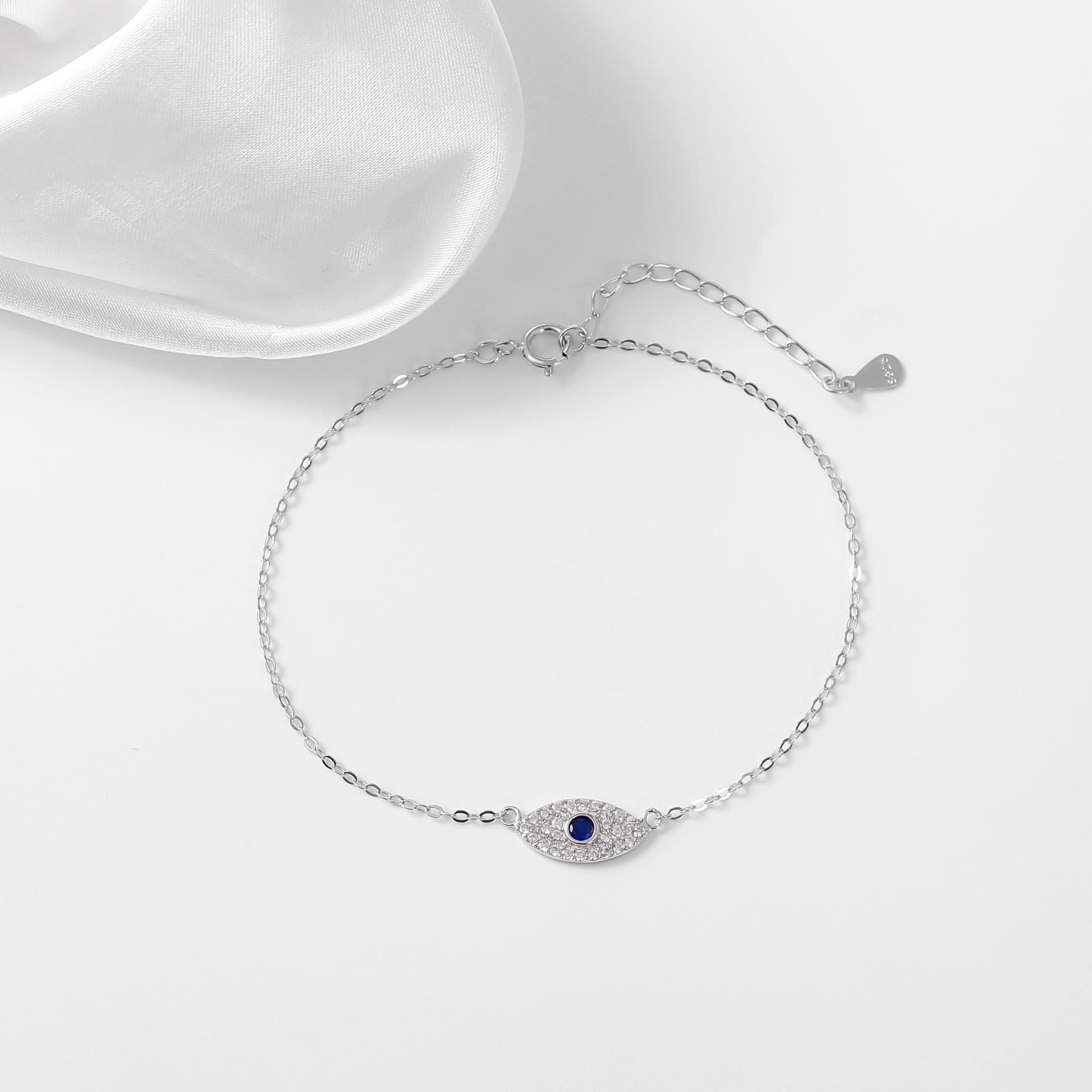 Набор из серебра S925: Ожерелье и Браслет со знаком «Сглаз» и синим глазом 925 Silver
