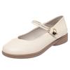 Fashion New Summer Style Light Mouth Low Heel Mother Shoes Comfortable Women's Singles Shoes Soft Sole Flat One-Button Leather Shoes