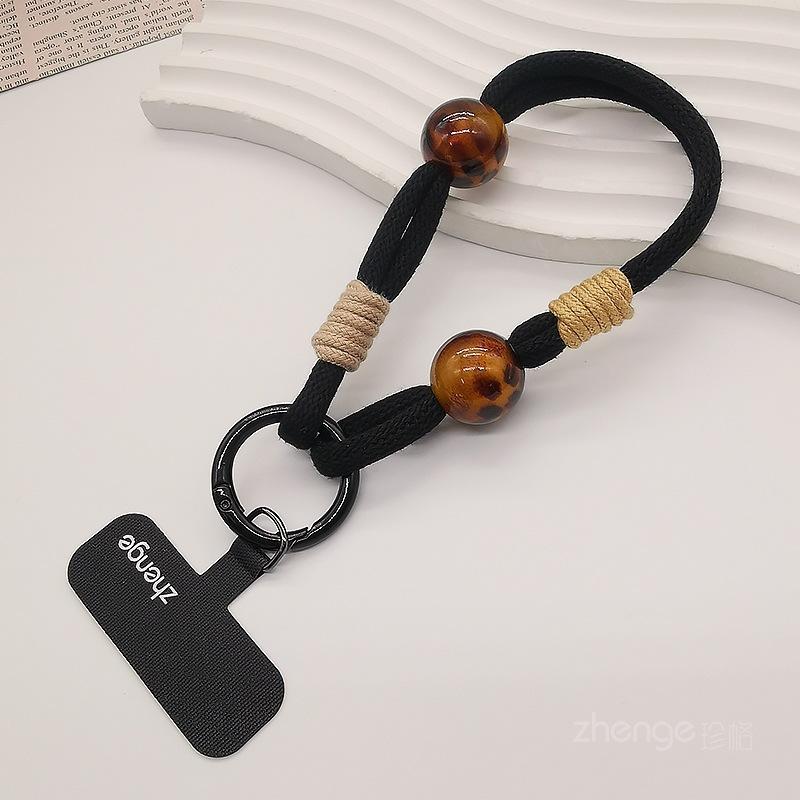 

Fashion women s mobile phone lanyard ins trendy personalized wrist rope clip type strong and durable woven hand rope outdoor [black]+black long clip