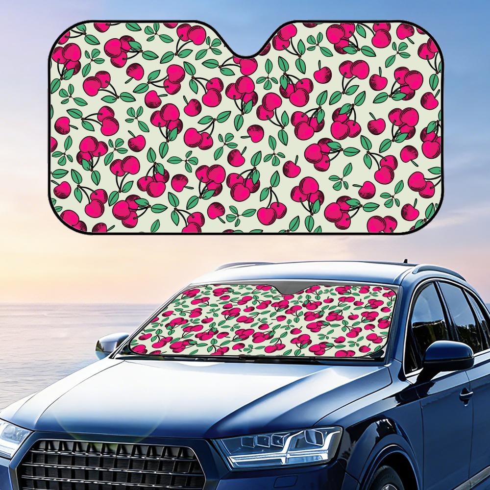 Cherry Patterm Sun Visor Foldable Universal Car Windshield Sun Shade UV Protection Heat Insulation Foldable Cover