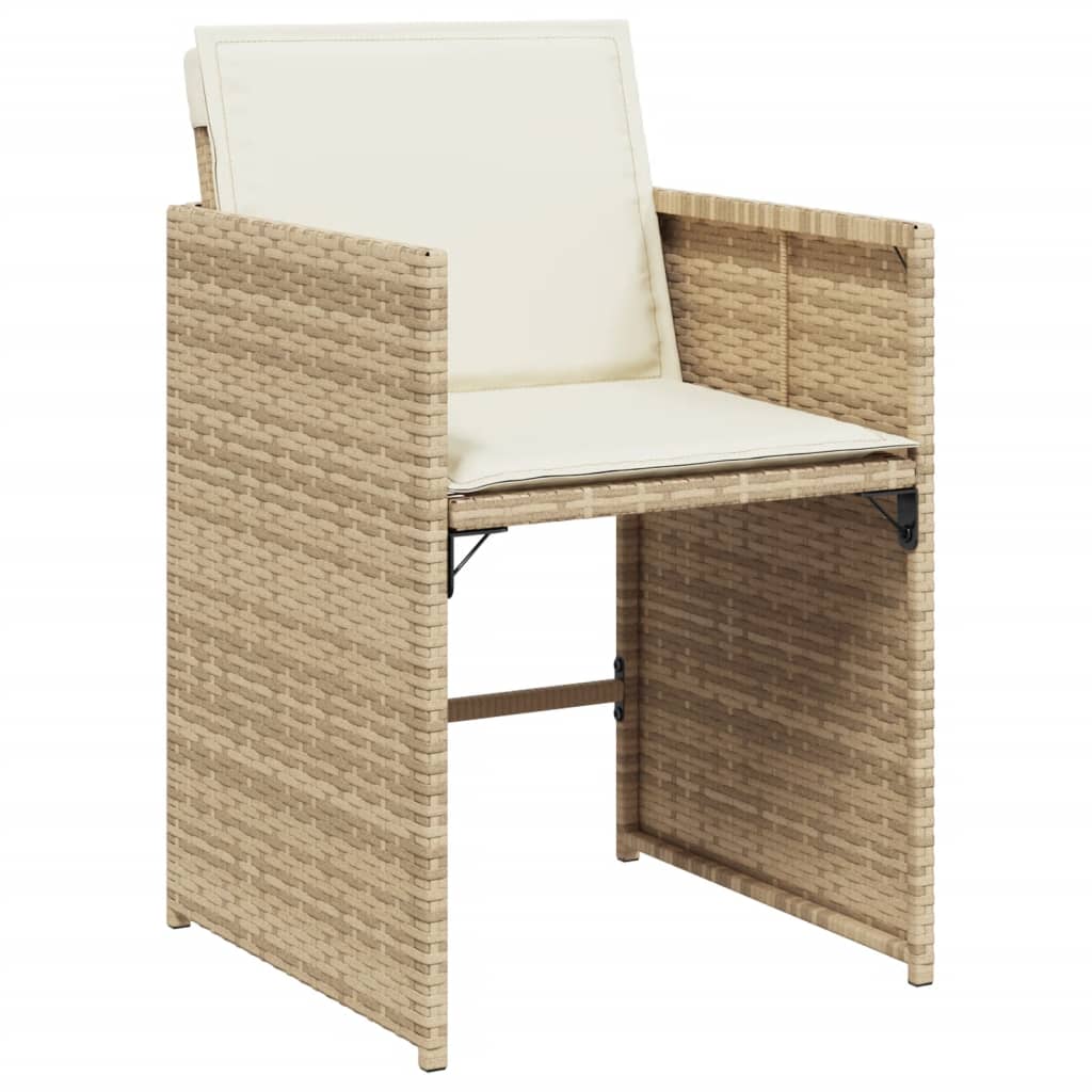 Vidaxl 7-Cz. Garden Furniture Set With Cushions, Beige, Poly Rattan