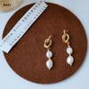 Bright eyes 925 silver needle plated 14K real gold baroque special-shaped freshwater pearl court design earrings