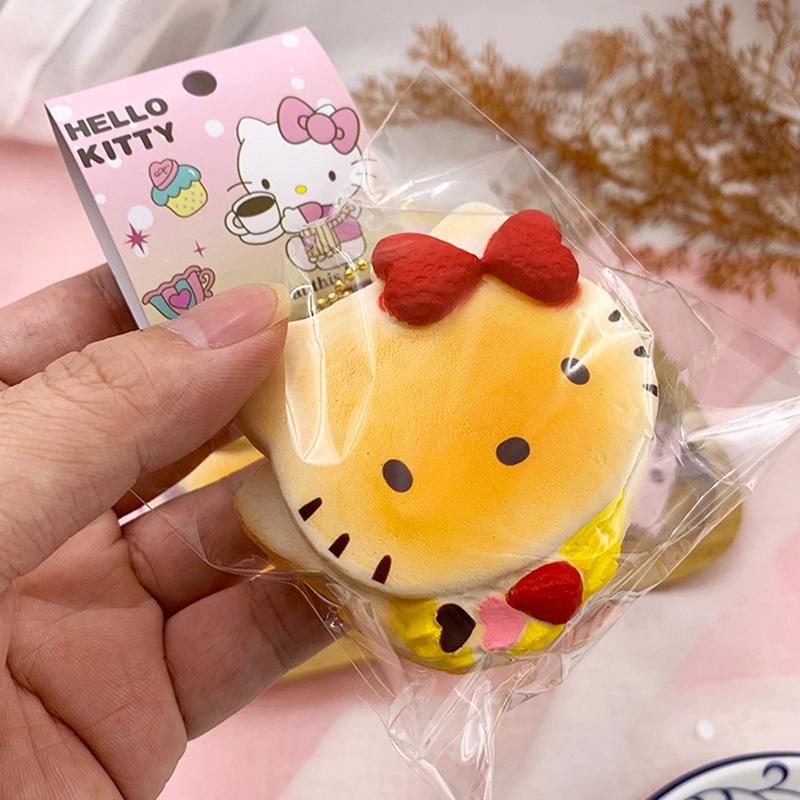 Sanrio Hello Kitty Simulation Bread Slow Rebound Pinch Toy Pendant Cartoon Cute Cat Stress Relief Squeeze Toy Kids Adults Gift