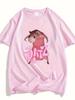 Summer New Fun Ratz Pink Mouse Cartoon Tshirt Printed Short Sleeve Unisexs Lazy Style Clothes