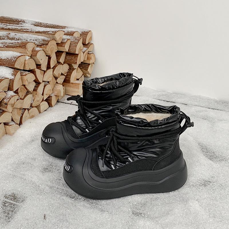 

Женская модная легкая обувь на мягкой подошве, увеличивающая рост, зимние теплые меховые ботинки-дутики, на бархатной подкладке, нескользящие, повседневные спортивные хлопковые ботинки 40 чёрный