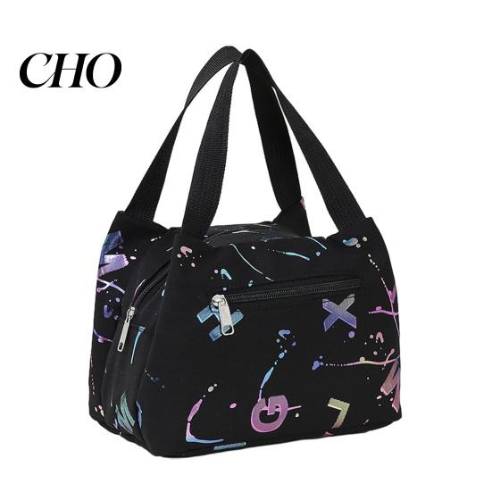 High-density Fabric Lunch Bag Letter Print Waterproof Tote Reusable Lightweight Carrier Box for Women Men Commuting Camping Picnic Portable