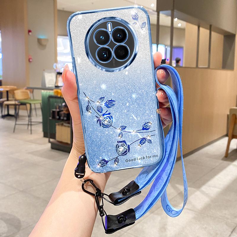 KADEM Für Realme 12 Pro 5G/12 Pro+ 5G Hülle Ästhetische Glitzer TPU Handyhülle mit Lanyard