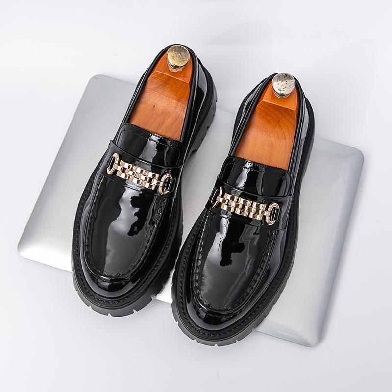 Moda Novo Masculino Moderno Sapatos Mocassins Aumentadores de Altura Casuais de Solado Grosso Resistentes ao Desgaste para Caminhada Viagem Sapatos de Couro Tamanhos 38-46 Sapatos Masculinos