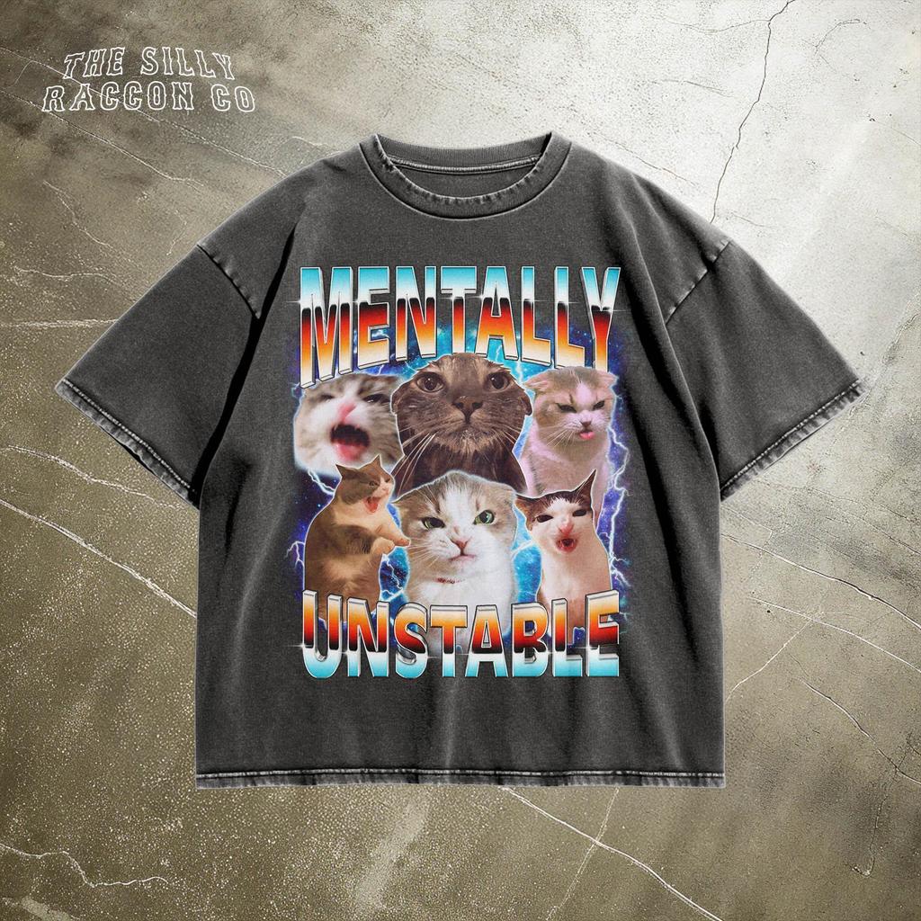 Funny Chaotic Cat Shirt, Mentally Unstable Cat Meme Shirt, Unhinged Sarcastic Cat Tee, Edgy Kitty Shirt, Y2K Aesthetic Cat Lover Gift