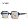SO&EI New Men Square Sunglasses Shades UV400 Retro Rivets Decoration Women Olive Green Sun Glasses