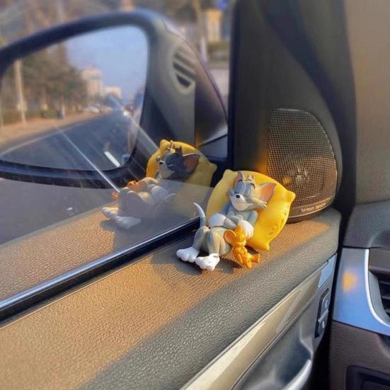 T-ом І Джеррі Смоляна Фігурка Милий Сплячий Автомобіль Кіт Миша Декор Панелі Приладів Настільний Орнамент Колекційний Мультяшний Персонаж для Автомобіля Дому