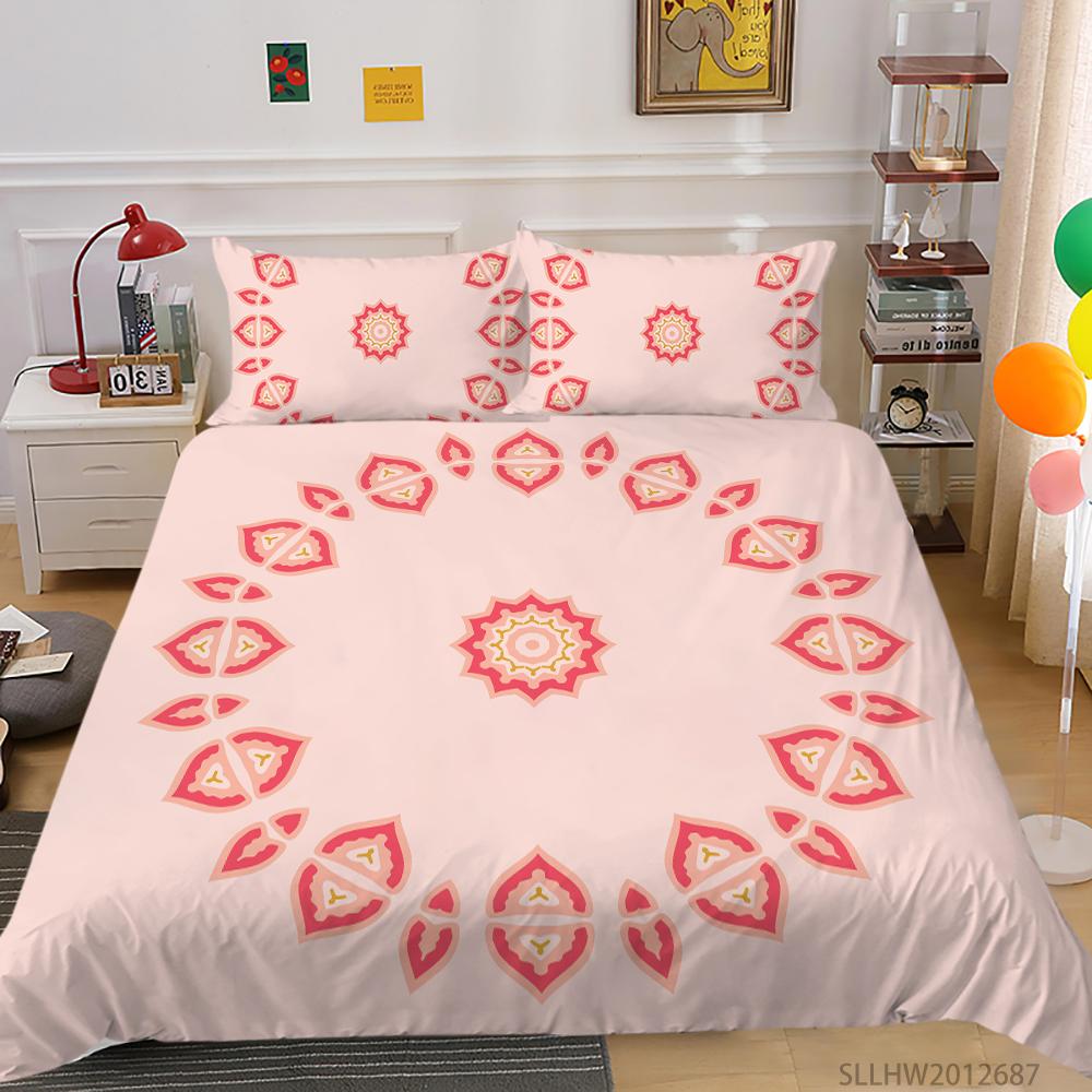 3D-Farbmuster-Grafikdruck-Bettwäsche, Einzelbett, Doppelbett, volle Größe, Vintage-Muster, Kissenbezug und Bettbezug, 2 oder 3 bequeme Heimdekoration