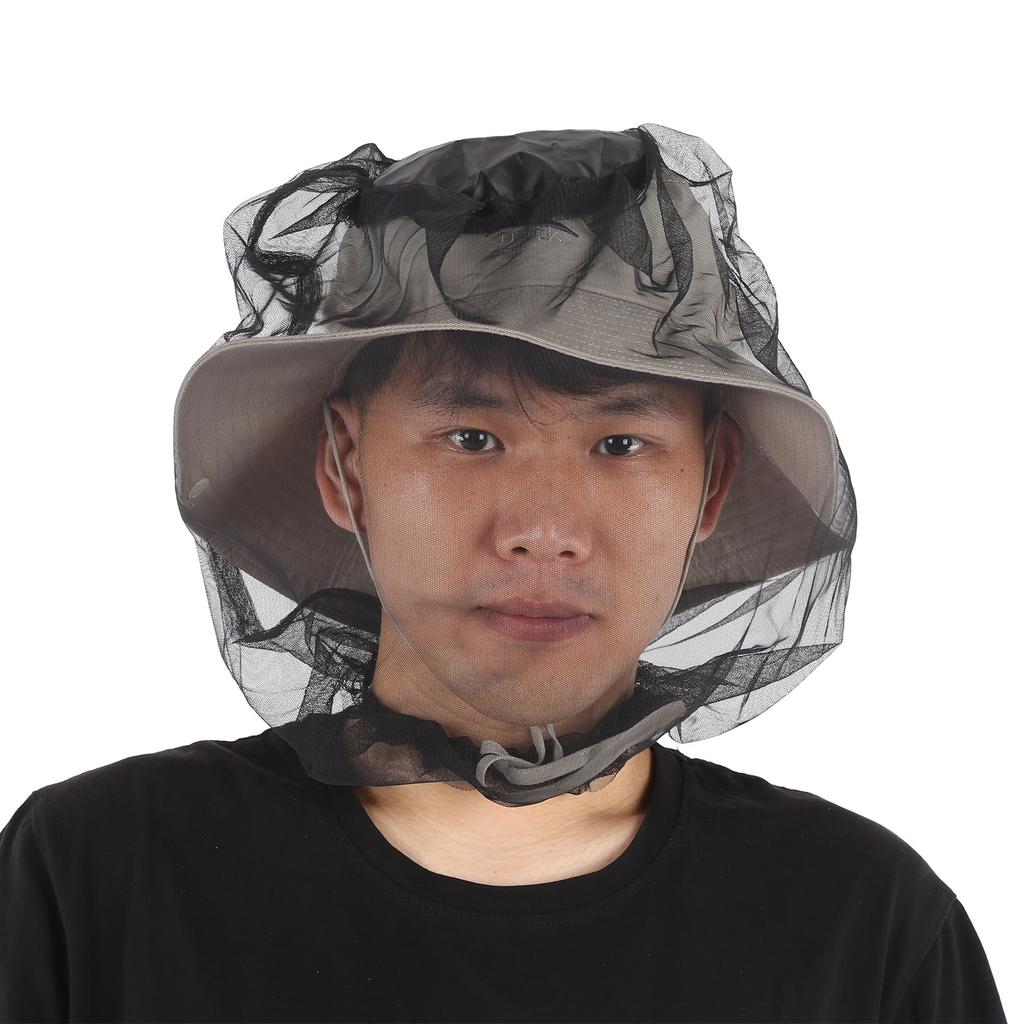 Nylon InsectProof Mosquito Night Fishing Net Sunscreen Breathable Mesh Sheild Cap(Black )