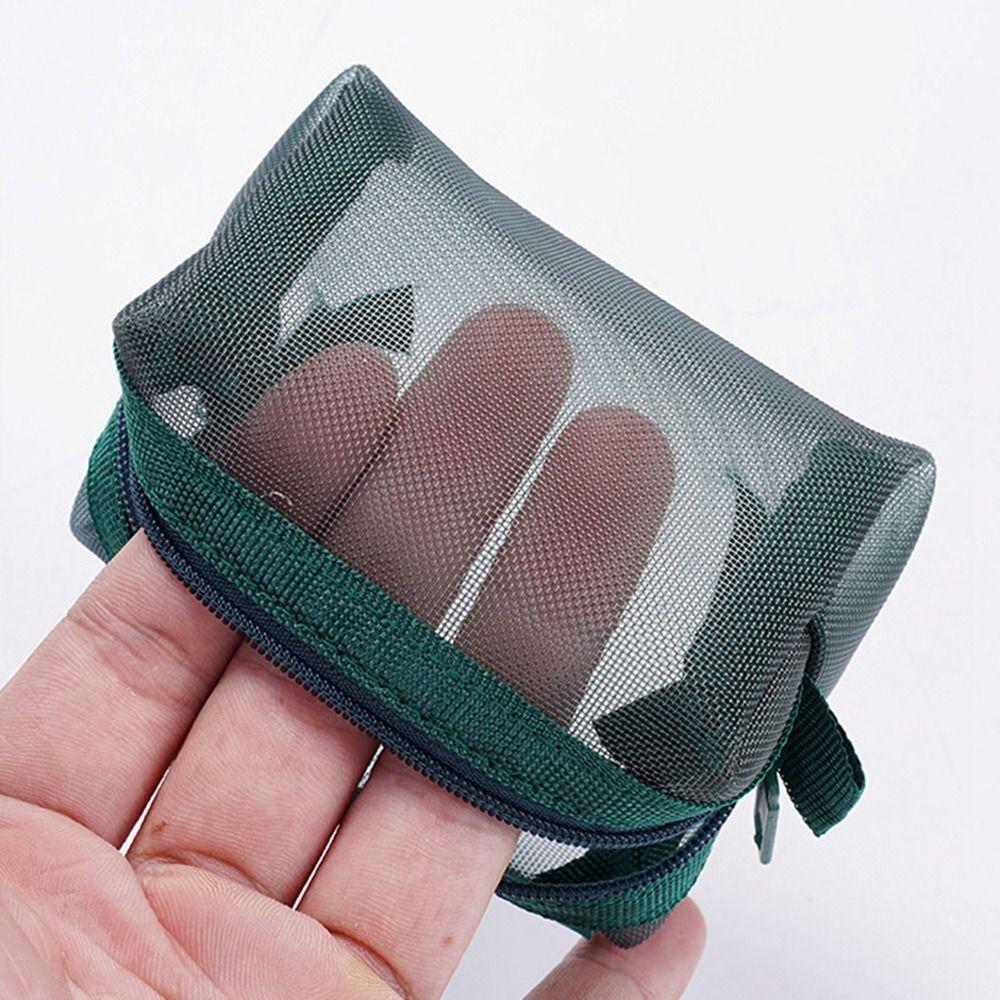 Retro Color Transparent Cosmetic Bag Zipper Toiletry Storage Bag Casual Mesh Makeup Bag  Lady